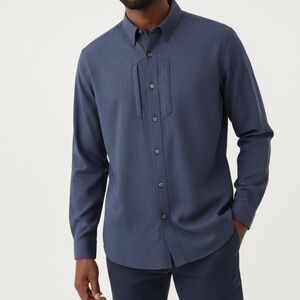 Orvis Active Fit Navy Dress Shirt for Men Size Large